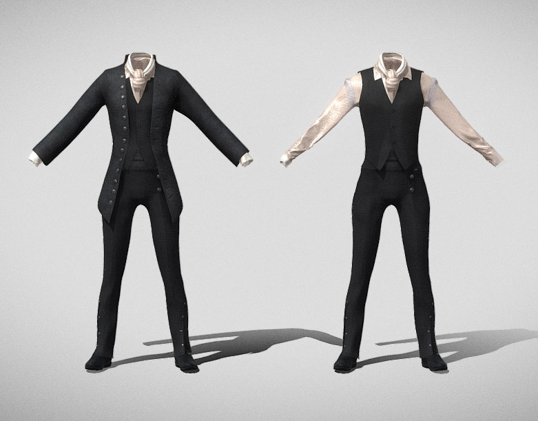 商务男士西装礼服衬衫搭配3d模型插图