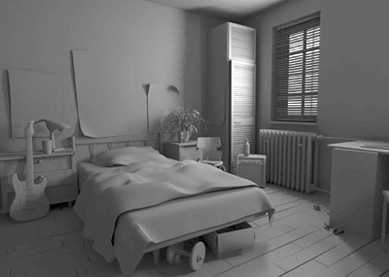 精致的卧室房间室内场景maya模型下载插图