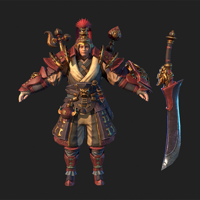 Ch_SonGyun中国古代武将铠甲战士3d模型插图