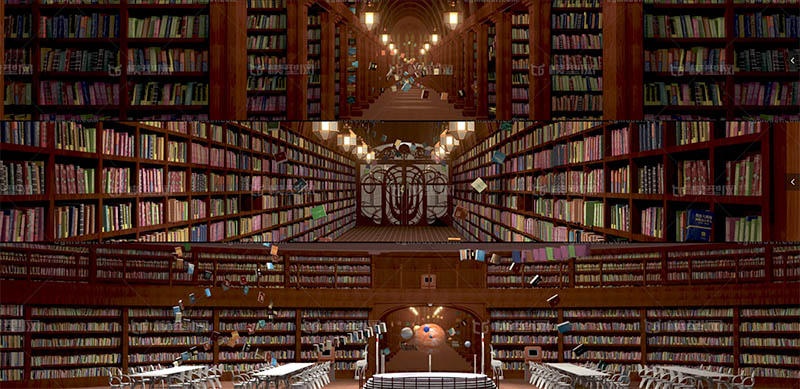 大型读书馆室内场景maya模型下载插图