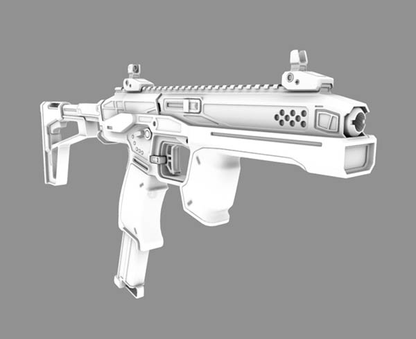 科幻轻型卡宾枪次世代3d模型插图1