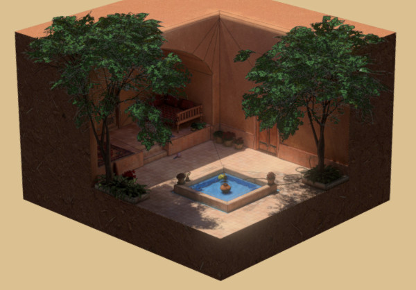 阳光花园场景3d模型插图