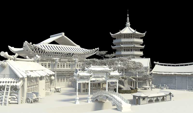 中式园林古建筑苏州景观建筑maya模型插图