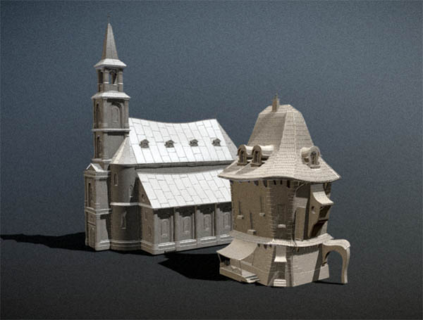 欧洲风格房子建筑3d模型插图