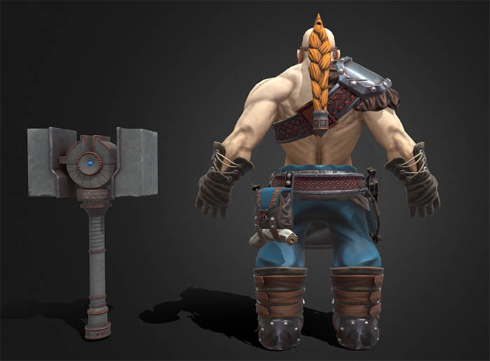 蛮锤部族矮人铁匠 红胡子肌肉战士3d次时代游戏模型插图1