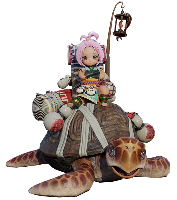 骑海龟的小可爱旅行的小萝莉游戏角色3d模型插图