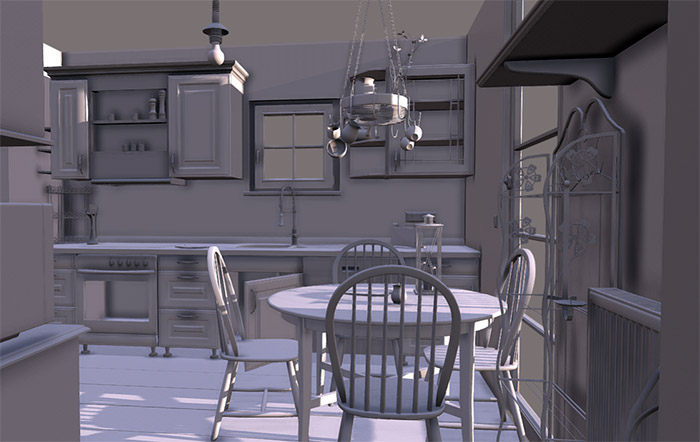 我的小厨房室内场景OBJ模型插图