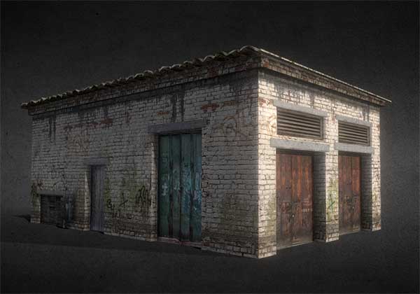 Old garage旧车库建筑3d模型插图