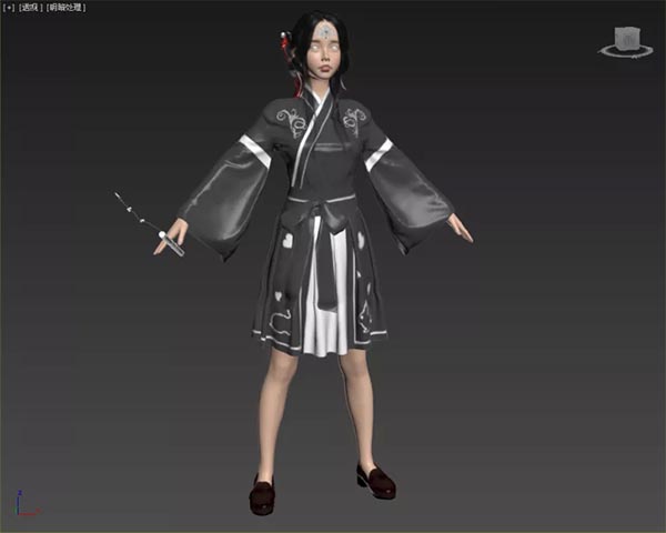 中国武侠古典美女吹笛子古装女侠3d模型插图2