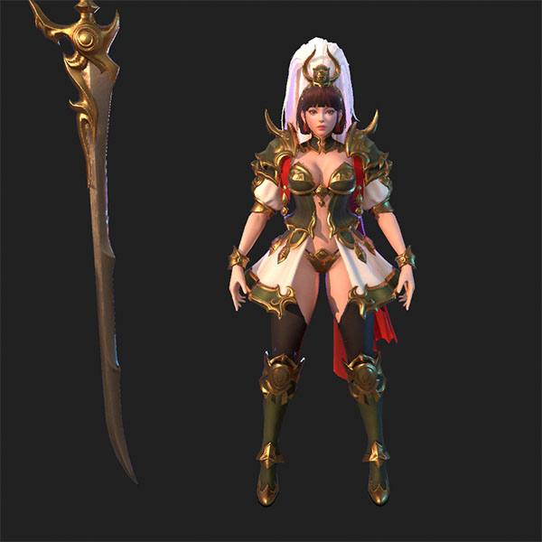 Ch_MaWoonRok古代女将军武将战士3d模型插图