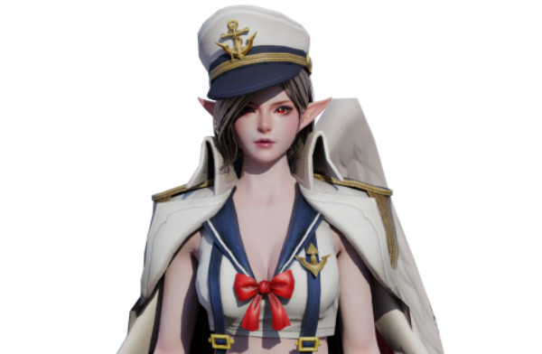 海军军官女军人水手服美女blender游戏模型插图