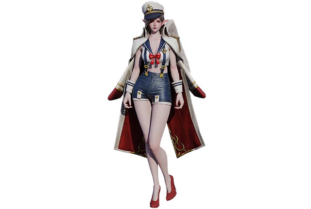 海军军官女军人水手服美女blender游戏模型插图1