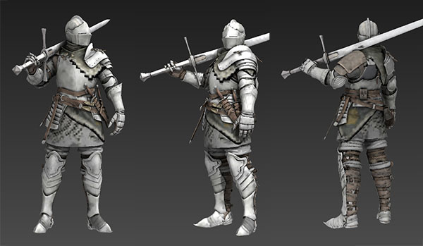 中世纪铁甲战士金属盔甲武士次世代3d模型插图