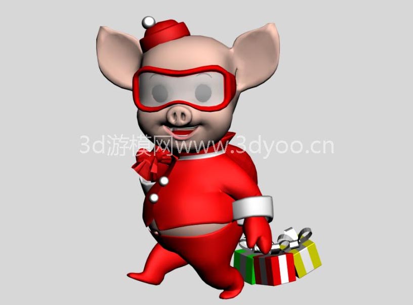 两只猪过圣诞节（公主母猪）3dmax绑定模型插图