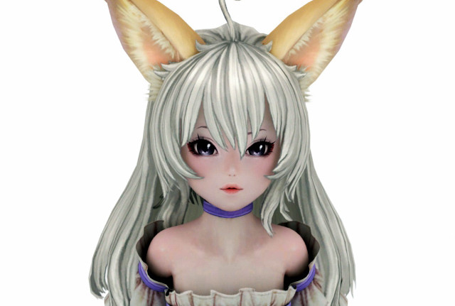 狐狸耳朵小萝莉小狐狸精白发少女游戏角色3d模型插图