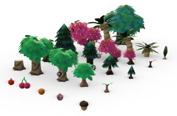 low poly树木植物自然包3d模型插图