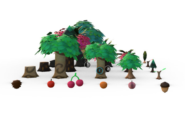 low poly树木植物自然包3d模型插图1