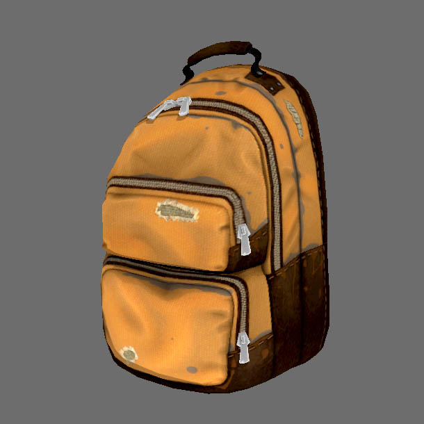 黄色背包旧书包M_MED_YellowZip_Backpack模型插图