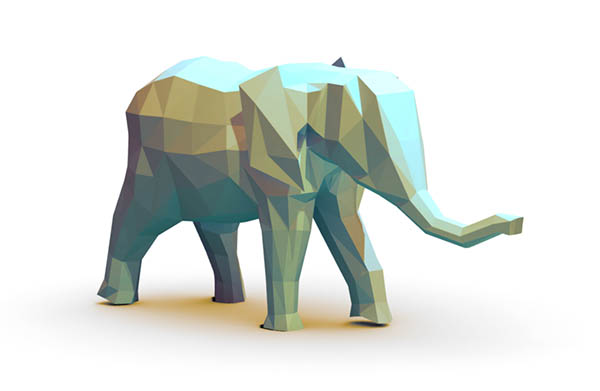 low poly 低多边形大象3d模型插图