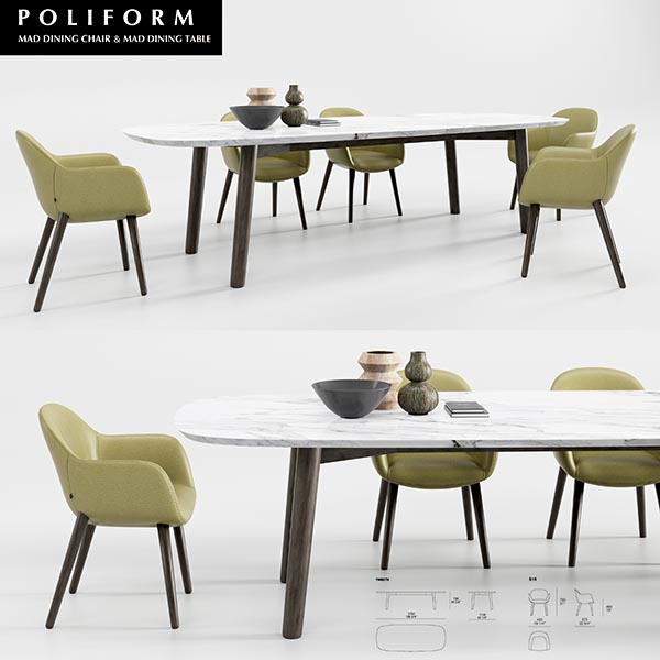 Poliform Mad Dining Table & Chair餐桌椅插图