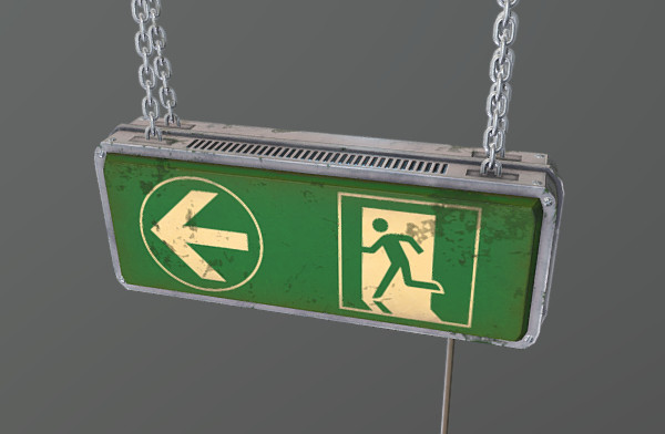 紧急出口逃生照明指示灯标志3d模型插图
