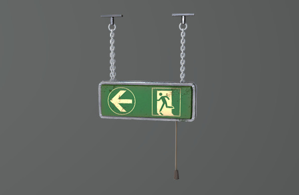 紧急出口逃生照明指示灯标志3d模型插图1