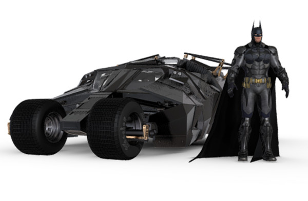 电影漫画人物蝙蝠侠和蝙蝠车插图