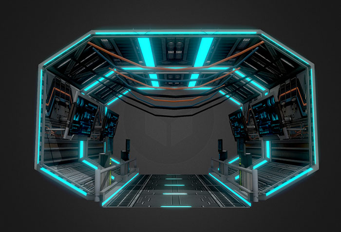 未来主义太空隧道科幻场景3d模型插图2