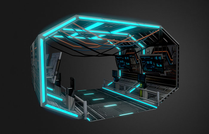 未来主义太空隧道科幻场景3d模型插图