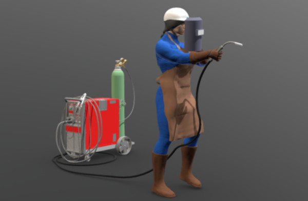 工作中的女电焊工3d模型插图1