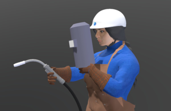 工作中的女电焊工3d模型插图