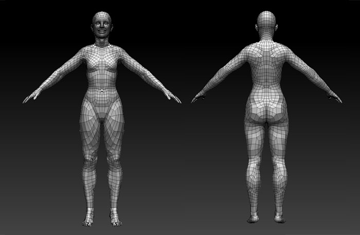 非常标准的女性人体基础模型（四边形布线）插图1