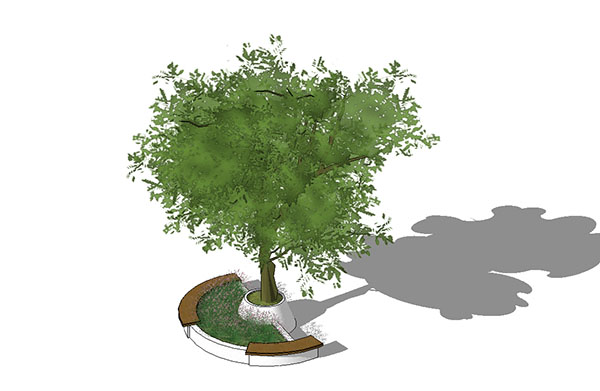 圆形树池sketchup模型插图