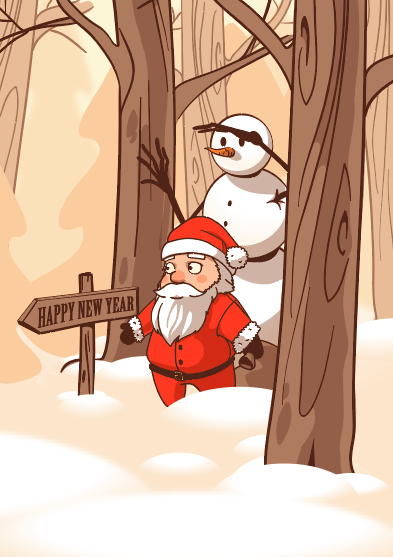 森林里的圣诞老人插画质量图插图