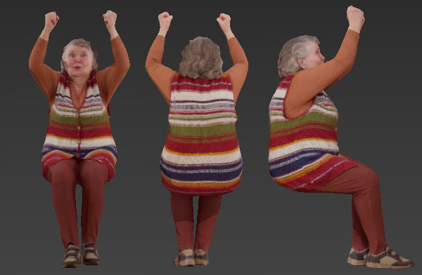 一位老太太3d扫描人物模型Fan Old Woman Full Body scanned插图