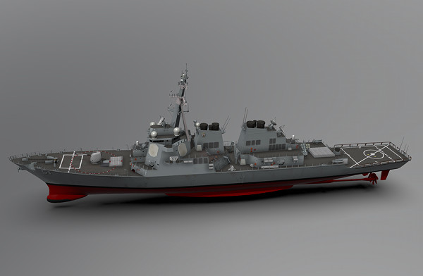 1：1 低多边形美国海军DDG-51阿利伯克号驱逐舰CG模型插图1