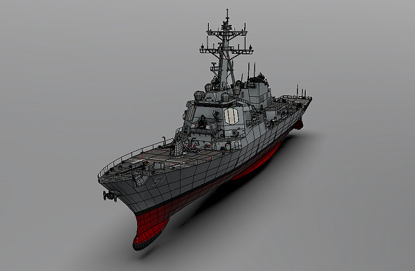 1：1 低多边形美国海军DDG-51阿利伯克号驱逐舰CG模型插图3