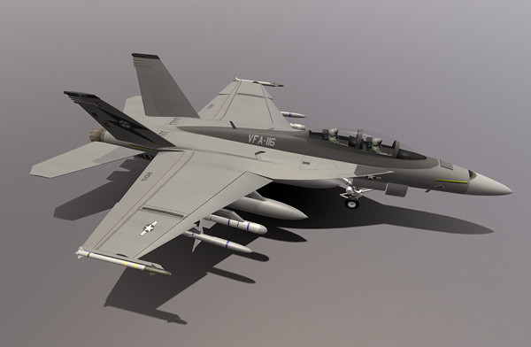 低多边形美国海军F / A-18F超级大黄蜂模型插图3