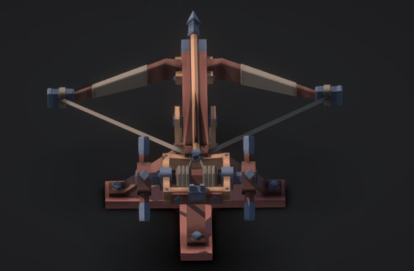 低聚中世纪攻城弩炮，用于游戏或动画插图1