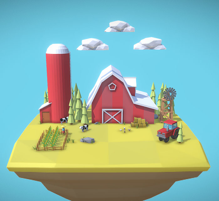 Low Poly Farm By Edwin3D卡通农场插图