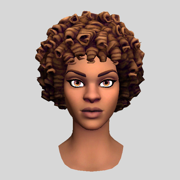 脏辫发型黑人女孩头部3d模型插图