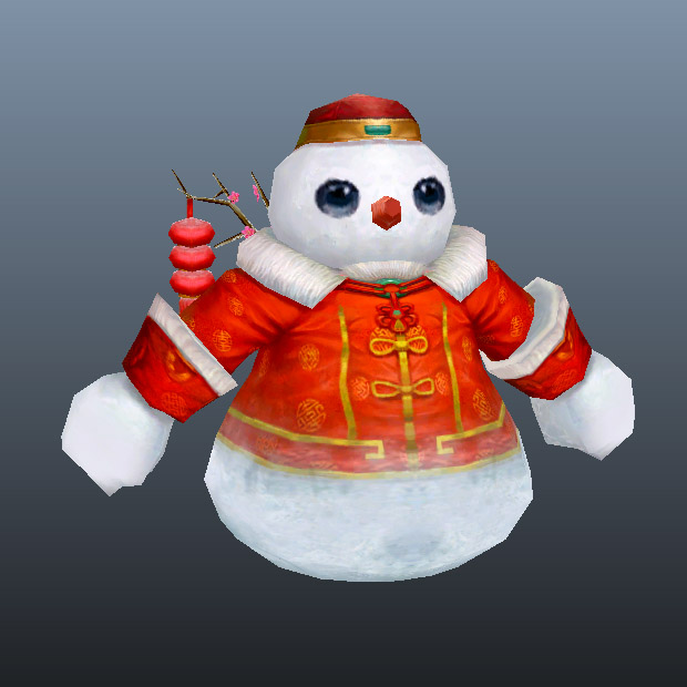 新年冬季雪人maya模型插图