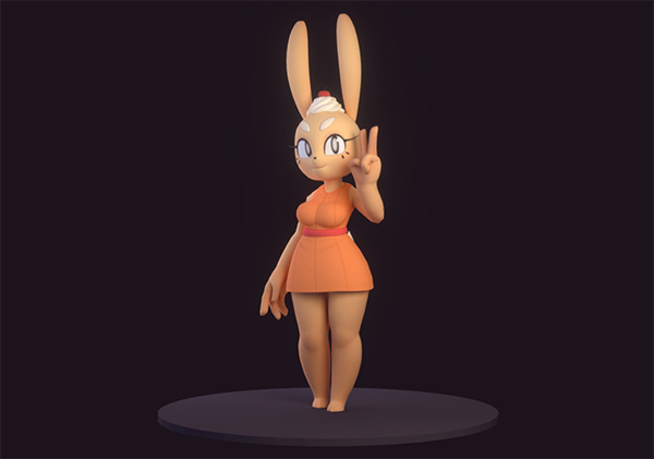 兔子小姐姐卡通人物模型插图1