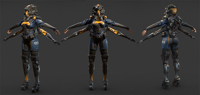 未来科幻战士机械臂女士兵fbx模型插图1