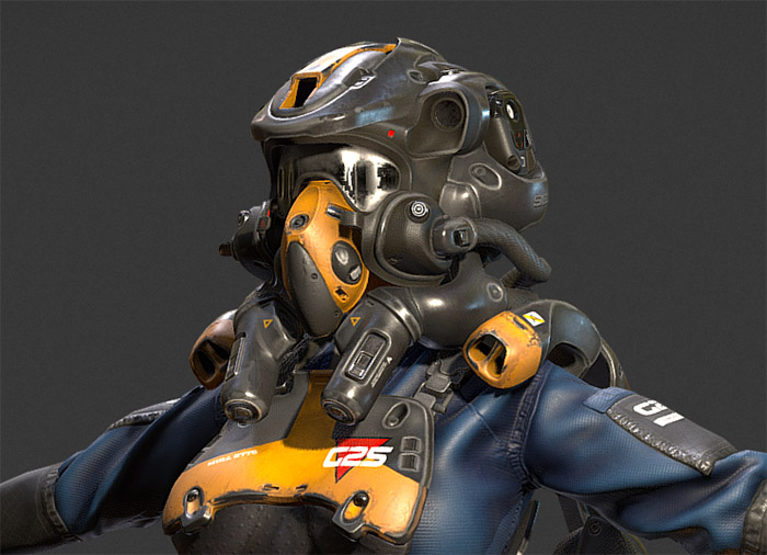未来科幻战士机械臂女士兵fbx模型插图