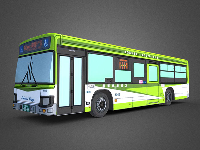 日本城市巴士、公交车OBJ模型插图