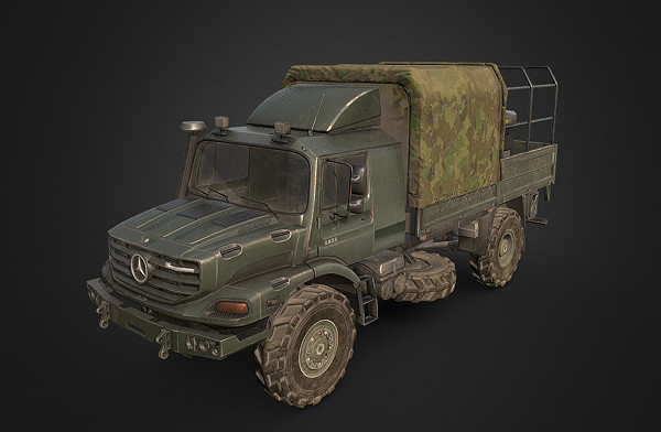 军队陆军运输车卡车游戏模型下载插图