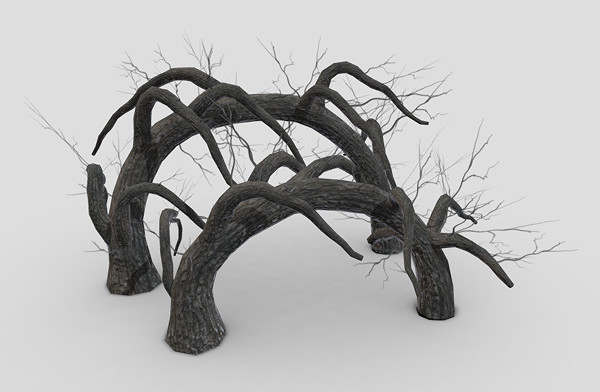 万圣节树 拱形树干 枯树干 树洞3d模型插图1