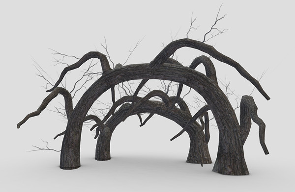 万圣节树 拱形树干 枯树干 树洞3d模型插图