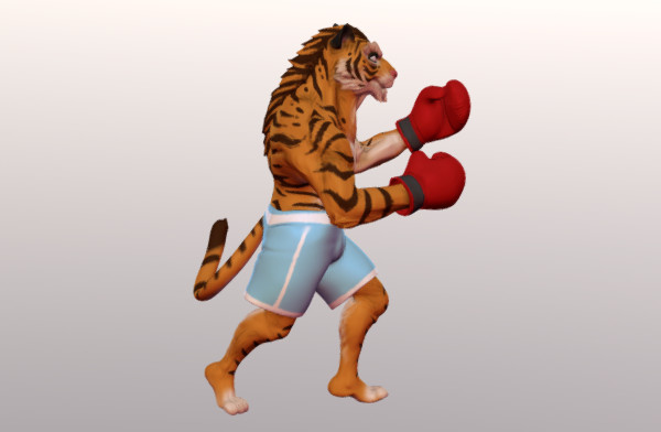 老虎拳击手雕像zbrush制作，fbx格式插图1
